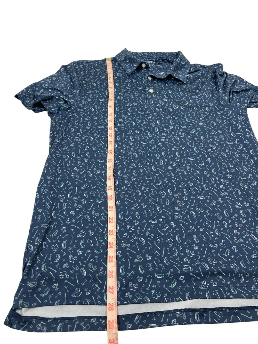 J. CREW MENS PERFORMANCE GOLF PRINT POLO shirt SS blue and mint size LARGE